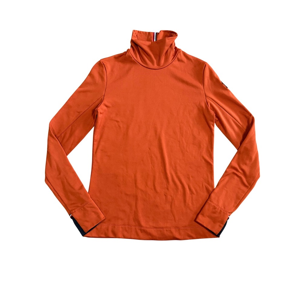 Moncler Grenoble Womens Polartec Fleece Turtleneck Top Orange Ski Base Layer